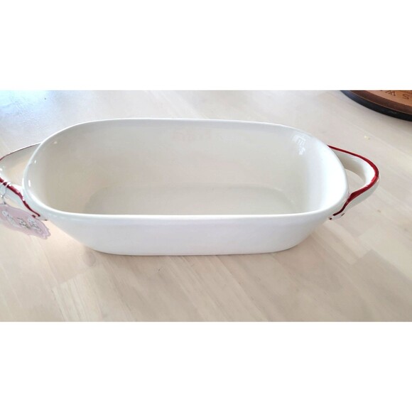 Whimsical Cupboard Ceramic Oblong Christmas Dog Themed Ovenproof Dish NEW 11x8x3 - Picture 6 of 8